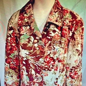 Coldwater Creek Waist Length Jacket  Floral Sz 16